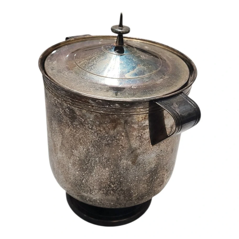 Mueck-Cary‎ Silverplate Ice Bucket Vacuum Insulated Glass Liner Vintage Barware